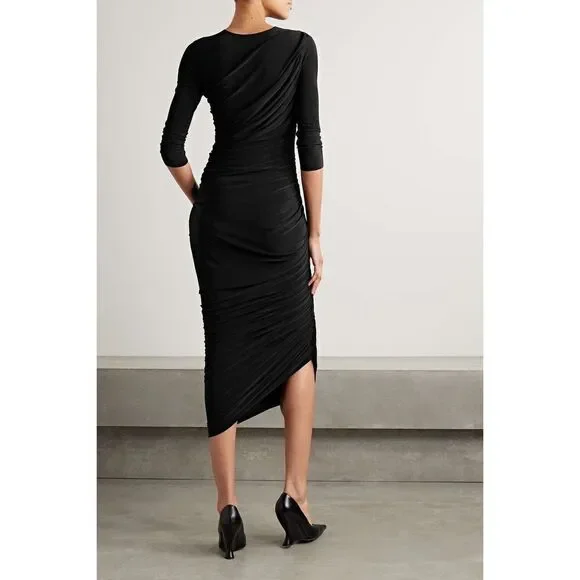 Norma kamali long sleeve diana dress to knee black Small - Picture 2 of 8